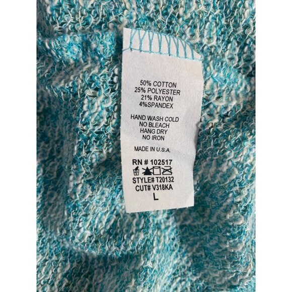 Soprano Womens Cropped Top Knit Large Turquoise White Long Sleeve Cottagecore - Picture 5 of 9